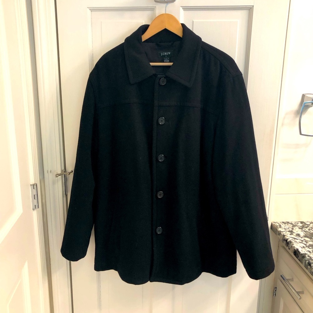 Mens J Crew Black Peacoat